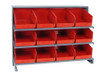 QPRHA-207RD Pick Rack, slopped, bench style, 12-1/2"L x 36"W x 26-1/2"H, 250 lbs. capacity, (3) shelves configuration, includes:: (12) QSB207 red bins