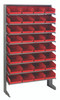 QPRS-107RD Pick Rack, slopped, single sided, 12"D x 36"W x 60"H, 400 lbs. capacity, includes: (8) shelves and (32) QSB107 red bins, galvanized steel