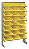 QPRS-109YL Pick Rack, slopped, single sided, 12"D x 36"W x 60"H, 400 lbs. capacity, includes: (8) shelves and (24) QSB109 yellow bins, galvanized steel
