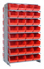 QPRD-207RD Pick Rack, slopped, double sided, 24"L x 36"W x 63-1/2"H, 800 lbs. capacity, (16) shelves configuration, includes: (64) QSB207 red bins