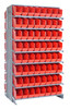 QPRD-201RD Pick Rack, slopped, double sided, 24"L x 36"W x 63-1/2"H, 800 lbs. capacity, (16) shelves configuration, includes: (128) QSB201 red bins