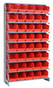 QPRS-202RD Pick Rack, slopped, single sided, 12"D x 36"W x 63-1/2"H, 400 lbs. capacity, includes: (8) shelves and (40) QSB202 red bins, galvanized steel