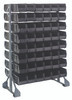 QRU-16D-230-96BK Rail Rack, double sided, 36"L x 20"W x 53"H, 1500 lbs load capacity, includes: (16) rails and (96) QUS230 black bins, galvanized steel