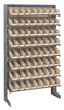 QPRS-101IV Pick Rack, slopped, single sided, 12"D x 36"W x 60"H, 400 lbs. capacity, includes: (8) shelves and (64) QSB101 ivory bins, galvanized steel