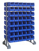 QRU-16D-230-96BL Rail Rack, double sided, 36"L x 20"W x 53"H, 1500 lbs load capacity, includes: (16) rails and (96) QUS230 blue bins, galvanized steel