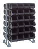 QRU-12D-240-48BK Rail Rack, double sided, 36"L x 20"W x 53"H, 1500 lbs load capacity, includes: (12) rails and (48) QUS240 black bins, galvanized steel