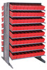 QPRD-604RD Pick Rack, slopped, double sided, 36"L x 36"W x 60"H, 800 lbs. capacity, (16) shelves configuration, includes: (144) QED604 red bins