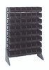 QRU-16S-230-48BK Rail Rack, single sided, 36"L x 15"W x 53"H, 600 lbs load capacity, includes: (16) rails and (48) QUS230 black bins, galvanized steel