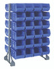 QRU-12D-240-48BL Rail Rack, double sided, 36"L x 20"W x 53"H, 1500 lbs load capacity, includes: (12) rails and (48) QUS240 blue bins, galvanized steel