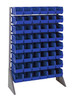 QRU-16S-230-48BL Rail Rack, single sided, 36"L x 15"W x 53"H, 600 lbs load capacity, includes: (16) rails and (48) QUS230 blue bins, galvanized steel