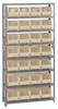 QSBU-239IV Shelving Unit, 12"D x 36"L x 75"H, heavy duty, 400 lb. load capacity per shelf, includes: (8) shelves and (28) QUS239 ivory bins, uprights and cross bars, galvanized steel finish