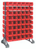 QRU-16D-230-96RD Rail Rack, double sided, 36"L x 20"W x 53"H, 1500 lbs load capacity, includes: (16) rails and (96) QUS230 red bins, galvanized steel