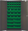QSC-36-FDGN Heavy-Duty 36" Bin Cabinet, 36"W x 18"D x 72"H, 14 gauge all welded construction, includes: (18) QUS230, (12) QUS240 and (6) QUS250 green bins, gray powder-coated finish