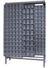 QS-305306-52GY Free Standing Slider, 18"D x 48"W x 77"H, 2000 lbs load capacity, made of though 14 gauge steel, includes: (9) QTB305 and (43) QTB306 tip out gray bins