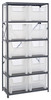 QSBU-800CL Shelving Unit, 18"D x 36"L x 75"H, heavy duty, 400 lb. load capacity per shelf, includes: (6) shelves and (10) QGH800 clear bins, uprights and cross bars, galvanized steel finish