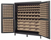 QSC-72IV Heavy-Duty 72" Bin Cabinet, 72"W x 24"D x 84"H, 14 gauge all welded construction, includes: (96) QUS210, (96) QUS220, (36) QUS230, (24) QUS240 and (12) QUS250 ivory bins, gray powder-coated finish