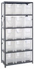 QSBU-600CL Shelving Unit, 18"D x 36"L x 75"H, heavy duty, 400 lb. load capacity per shelf, includes: (6) shelves and (15) QGH600 clear bins, uprights and cross bars, galvanized steel finish