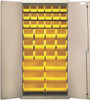 QSC-BG-36-FDYL Heavy-Duty 36" Bin Cabinet, 36"W x 18"D x 72"H, 14 gauge all welded construction, includes: (18) QUS230, (12) QUS240 and (6) QUS250 yellow bins, beige powder-coated finish