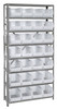 QSBU-239CL Shelving Unit, 12"D x 36"L x 75"H, heavy duty, 400 lb. load capacity per shelf, includes: (8) shelves and (28) QUS239 clear bins, uprights and cross bars, galvanized steel finish