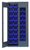QSC-C240BL Heavy-Duty 36" Bin Cabinet, 36"W x 18"D x 78"H, clear acrylic door model, 14 gauge all welded construction, includes: (36) QUS240 blue bins, gray powder-coated finish