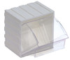QTB406WT Tip Out Bin, (1) compartment, 3-5/8"W x 4-1/16"D x 4-1/4"H, handle with label slot, opens to a 45° angle, plastic clear container, polystyrene white cabinet, Made in USA