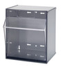 QTB301GY Tip Out Bin, (1) compartment, handle with label slot, opens to a 45° angle, plastic clear container, polystyrene gray cabinet, Made in USA