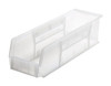 QUS238CLCS Bin, stacking or hanging, 5-1/2"W x 18"D x 5"H, front/back/side grips, anti-slide lock, (1) divider slot, rear hanger, molded-in label holder, polypropylene, clear, Made in USA