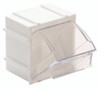 QTB409WT Tip Out Bin, (1) compartment, 2-3/8"W x 2-13/16"D x 3"H, handle with label slot, opens to a 45° angle, plastic clear container, polystyrene white cabinet, Made in USA
