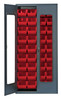 QSC-C240RD Heavy-Duty 36" Bin Cabinet, 36"W x 18"D x 78"H, clear acrylic door model, 14 gauge all welded construction, includes: (36) QUS240 red bins, gray powder-coated finish
