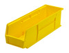 QUS238YLCS Bin, stacking or hanging, 5-1/2"W x 18"D x 5"H, front/back/side grips, anti-slide lock, (1) divider slot, rear hanger, molded-in label holder, polypropylene, yellow, Made in USA