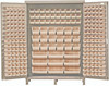 QSC-BG-60IV Heavy-Duty 60" Bin Cabinet, 60"W x 24"D x 84"H, 14 gauge all welded construction, includes: (80) QUS210, (90) QUS220, (30) QUS230, (18) QUS240 and (9) QUS250 ivory bins, beige powder-coated finish