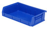 QUS236BLCS Bin, stacking or hanging, 11"W x 7-3/8"D x 3"H, front/back/side grips, anti-slide lock, (3) divider slot, rear hanger, molded-in label holder, polypropylene, blue, Made in USA