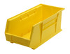 QUS248YLCS Bin, stacking or hanging, 8-1/4"W x 18"D x 7"H, front/back/side grips, anti-slide lock, (1) divider slot, rear hanger, molded-in label holder, polypropylene, yellow, Made in USA