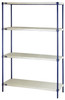 RPWR72-2442E Shelving Unit, 4-tier, 600 lb. weight capacity per shelf, includes: (4) open grid dishwasher safe plastic mat shelves, (4) adjustable increments steel posts with blue anti-bacterial finish, (4) wire frames