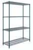 RWR72-1836LDP Convenient Shelving Unit Pack, 4-tier, 36"W x 18"D x 72"H, 300 lb. load capacity per shelf, includes: (4) wire shelves, (4) posts, and (4) packs of split sleeves (4 pairs each), green epoxy antimicrobial finish, NSF, shipped KD
