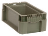 RSO1207-5 Stacker Straight Wall Container, 12"L x 7-1/2"W x 5"H, up to 175 lbs. stack capacity, injection molded high density polyethylene, built-in hand grips on two sides, gray