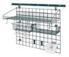 SGK-403036-2PCL Store Grid Standard-Duty Kit, includes: (1) 40" wall track, (1) 36"W x 30"H grid panel, (1) 36"W x 18"D large shelf), (1) 17"W x 7"D x 5"H basket, (1) single bin holder, (1) QUS230 clear bin, and (1) wall tack mounting bracket