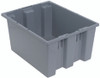 SNT190GY Stack and Nest Tote, 19-1/2"W x 15-1/2"D x 10"H, heavy duty, 1.20 cu. ft. capacity, gray polypropylene, Made in USA (priced per each, 6 each per carton)