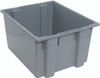 SNT230GY Stack and Nest Tote, 23-1/2"W x 19-1/2"D x 13"H, heavy duty, 2.60 cu. ft. capacity, gray polypropylene, Made in USA (priced per each, 3 each per carton)
