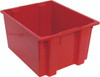 SNT230RD Stack and Nest Tote, 23-1/2"W x 19-1/2"D x 13"H, heavy duty, 2.60 cu. ft. capacity, red polypropylene, Made in USA (priced per each, 3 each per carton)