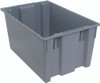 SNT300GY Stack and Nest Tote, 29-1/2"W x 19-1/2"D x 15"H, heavy duty, 3.70 cu. ft. capacity, gray polypropylene, Made in USA (priced per each, 3 each per carton)