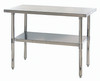 SST-2448U Work Table, 48"W x 24"D x 34"H, hemmed edges, adjustable undershelf, adjustable feet, 304 stainless steel, shipped KD