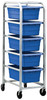 TR5-2516-8BL Tub Rack, mobile, 60 lb. weight capacity per bin, end loading, holds (5) TUB2516-8 blue tubs (included), welded aluminum construction, (4) 5" swivel polyolefin casters