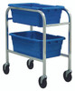 TR2-2516-8BL Tub Rack, mobile, 60 lb. weight capacity per bin, end loading, holds (2) TUB2516-8 blue tubs (included), welded aluminum construction, (4) 5" swivel polyolefin casters