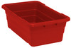 TUB2516-8RD Cross Stack Tub, 5.51 gallon capacity, 100 lb. weight capacity, built-in handle grips, bottom grooves for cross stacking, 1/4" drill hole pattern on bottom, polypropylene, red, Made in USA