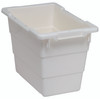 TUB1711-12WT Cross Stack Tub, 5.51 gallon capacity, 100 lb. weight capacity, built-in handle grips, bottom grooves for cross stacking, 1/4" drill hole pattern on bottom, polypropylene, white, Made in USA