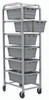TR6-2516-8GY Tub Rack, mobile, 60 lb. weight capacity per bin, end loading, holds (6) TUB2516-8 gray tubs (included), welded aluminum construction, (4) 5" swivel polyolefin casters