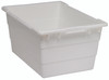 TUB2417-12WT Cross Stack Tub, 14.38 gallon capacity, 100 lb. weight capacity, built-in handle grips, bottom grooves for cross stacking, 1/4" drill hole pattern on bottom, polypropylene, white, Made in USA