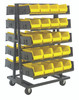 TTD-OT15-240YL Removable Tray Truck System, double sided, 38"W x 40"D x 69"H, includes: (10) 36"W x 15"D open trays and (40) QUS240 black bins, yellow steel, shipped KD