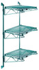 WC54-CB1454P Cantilever Double Shelf Post Wall Mount, (3) 54"W x 14"D shelves, (2) 54" posts, (6) 14" cantilever arms, and (4) mounting brackets, green epoxy antimicrobial finish, NSF